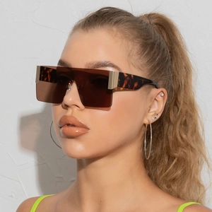 Oversized Square Sunglasses One Piece Rimless Shield Lens UV400 Protection Fashion Outdoor Eyewear For Women And Men