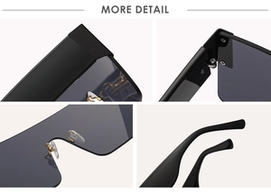 Detail view of large frame sunglasses showing metal hinges and soft silicone nose pads