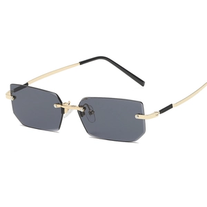 Rimless Sunglasses Fashion Square Irregular Metal Frame PC Lens UV400 Protection Retro Trendy Eyewear For Women Men