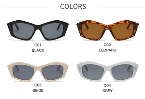 Occhiali da sole grandi irregolari in nero, leopardato, beige e grigio alla moda