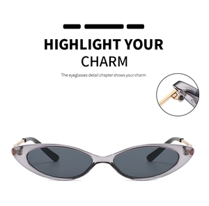 Detail of premium gold metal hinge on translucent gray cat-eye sunglasses