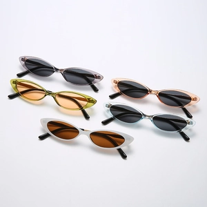 Retro cat-eye sunglasses collection in five trendy colors with small rectangular frames