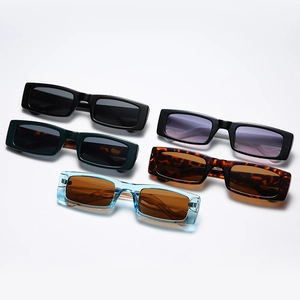 Retro rectangular sunglasses in multiple colors including black and tortoiseshell