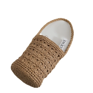 Sac seau cylindrique en paille tressée à la main avec motif ajouré pour l'été