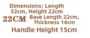Detailed size specifications for woven tote bag including length height and handle dimensions