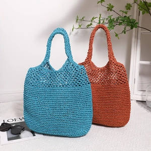 Straw Woven Shoulder Bag Hollow Out Large Capacity Tote For Beach Vacation Holiday Fashionable Women Accessories