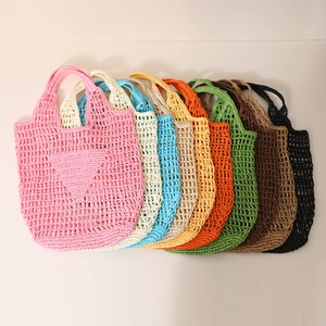 Hollow Out Woven Paper Straw Tote Bag Large Capacity Summer Beach Shoulder Handbag Minimalist Solid Color For Women