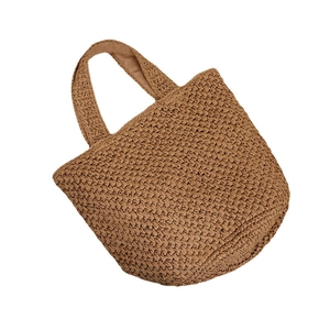 Borsa tote in paglia lavorata all'uncinetto con grande capacità e stile spiaggia naturale