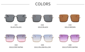 Grid view of six oversized semi-rimless sunglasses with gradient lenses and metal frames