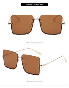 Front and side views of vintage C03 Gold/Brown semi-rimless square frame sunglasses
