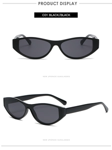 Vue détaillée de lunettes de soleil œil de chat rétro avec monture et verres noirs