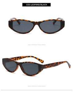 Vues détaillées des lunettes de soleil œil de chat léopard avec verres UV gris foncé