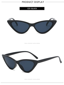 Vues frontale et latérale des lunettes de soleil vintage œil-de-chat noires chic