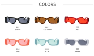 Collection à plat de lunettes de soleil géométriques en six couleurs vibrantes