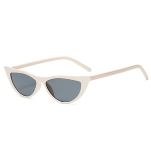 Retro small frame cat eye sunglasses with cream beige frame and dark lenses