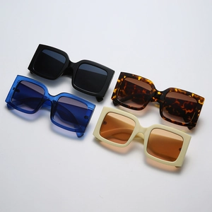 Stylish square large frame sunglasses for men and women in four trendy colors set