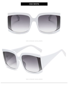 Détails de lunettes de soleil carrées blanches surdimensionnées avec verres dégradés