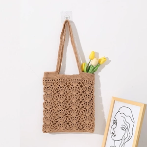 Sac fourre-tout en crochet fait main marron kaki pour la plage et les vacances d'été