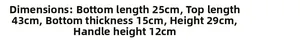Detailed size guide with dimensions for this large handmade woven straw beach tote bag