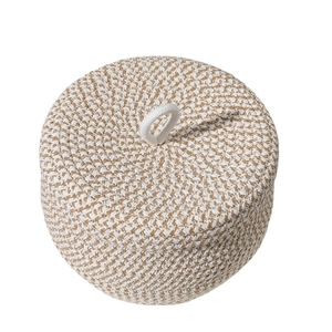 Round woven cotton rope storage basket with lid and handle for sundries and eggs