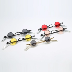 Retro small round punk sunglasses with metallic frames in five different colors