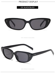 Macro detail of retro cat eye sunglasses with double metal rivets and glossy black frame