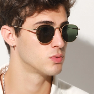 Retro Rectangle Sunglasses UV400 Protection Metal Frame Vintage Outdoor Fashion Eyewear For Men And Women