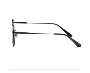Detailed side view of slim black metal frame sunglasses with ergonomic temple tips