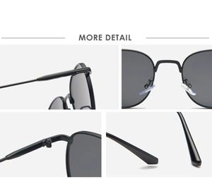 Detail of vintage square metal sunglasses with silicone nose pads and hinges
