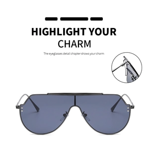 Vue détaillée des lunettes de soleil Flat Top Shield avec rivets et charnières durables