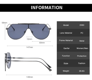 Tableau des tailles détaillé des lunettes de pilote avec cadre métal et verres bleus