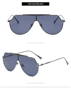Vue détaillée des lunettes pilote gris fusil avec design flat top et rivets décoratifs