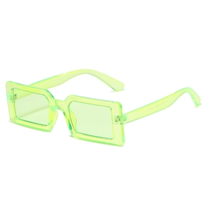 Trendy neon green small square frame sunglasses for men and women in high quality resin