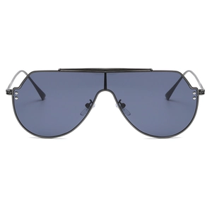 Lunettes de soleil aviateur ovales modernes avec verres gris et rivets argentés