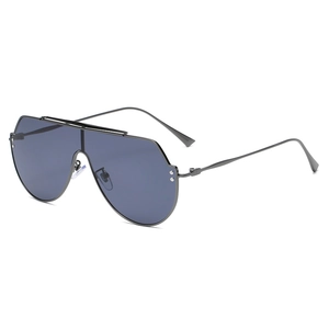Lunettes de soleil aviateur modernes sans monture avec verre bleu et cadre métallique