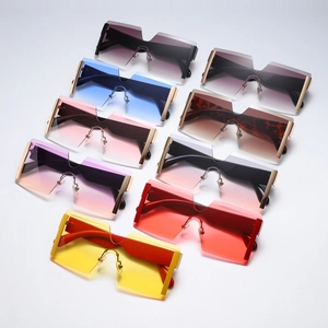 Frameless oversized geometric sunglasses in assorted gradient colors for street style
