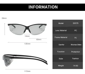 Tableau des tailles pour lunettes de soleil cyclisme flamme avec mesures du cadre