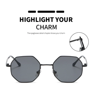 Detail view of the hinge craftsmanship on these retro octagonal metal sunglasses