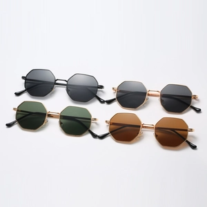 Vintage octagonal metal sunglasses for men and women in four assorted stylish colors