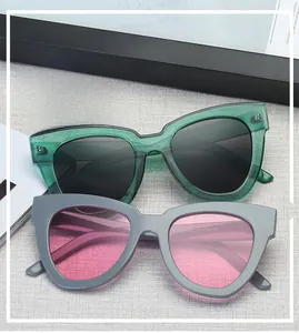 Vue macro de lunettes de soleil oversize montrant les détails de charnière et le logo CE