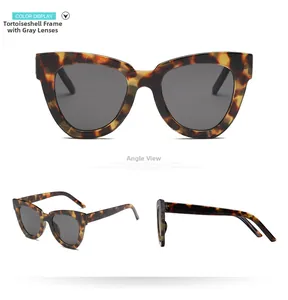 Vues multiples de lunettes de soleil œil-de-chat écaille de tortue avec verres gris