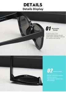 Détail de lunettes de soleil oversize avec charnières renforcées et monture noire