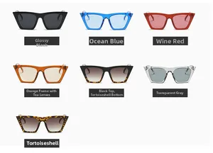 Détail de lunettes de soleil œil de chat en sept couleurs avec montures rétro
