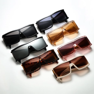 Oversized square sunglasses with metallic stud trim in multiple fashion color options