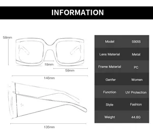 Guide des tailles pour lunettes de soleil vintage montrant dimensions et spécifications