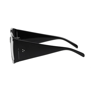 Lunettes de soleil carrées rétro oversize noir brillant avec rivets argentés