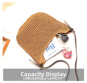 Detailed interior view of large straw bag showing high capacity with lifestyle accessories