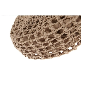 Detailed macro view of woven straw texture and hollow mesh pattern with fabric lining