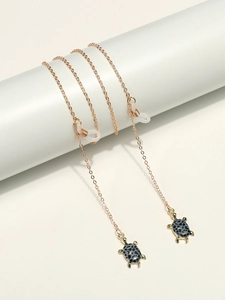Chaîne De Lunettes En Métal Doré Avec Pendentifs Tortue À Motif Léopard Cordon De Lunettes Antidérapant Accessoires De Mode