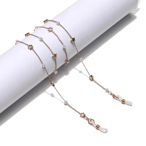Fashion Glasses Chain With Alloy Star And Faux Artificial Pearl Decorative Anti Slip Eyewear Strap For Women Mask Holder